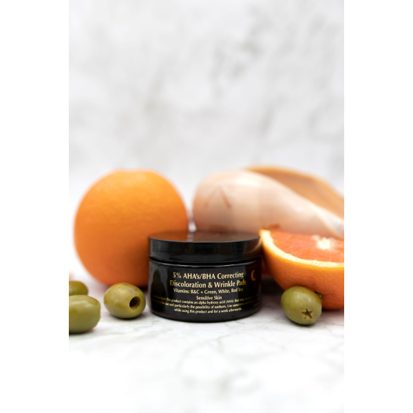 Natural 5% AHAs/BHA Correcting Discoloration & Wrinkles Pads Natural Healthy Organic Cosmetics
