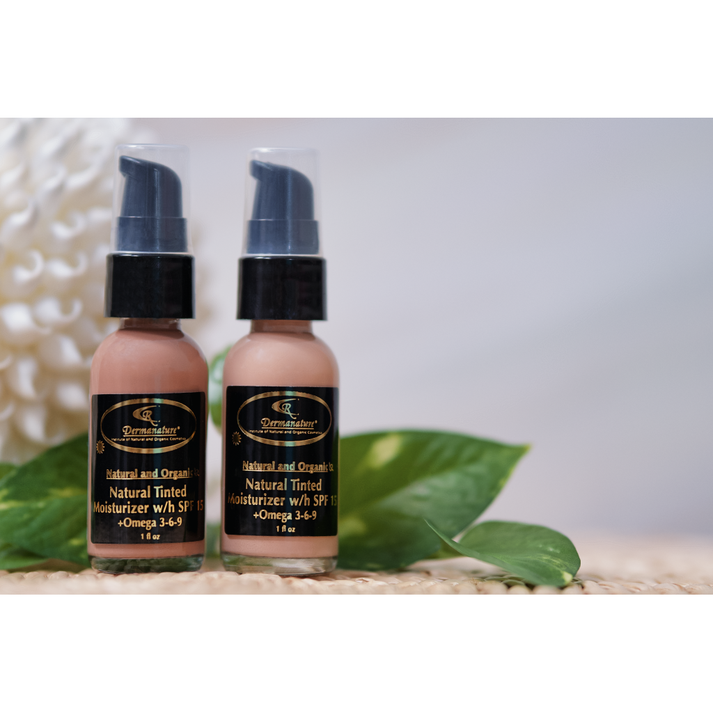 Tinted Moisturizer with SPF 15 with Natural Sunscreens (Warm Brown left side of the pic) 1oz